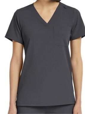 Women's V-Neck Short Sleeve Top - Charcoal